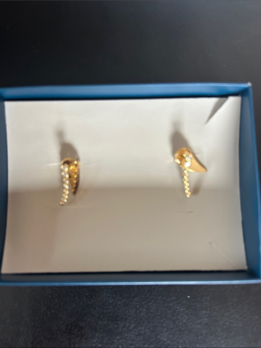 Gold Tone Hinged Hoop Earrings with Pavé Accent - Women Jewelry